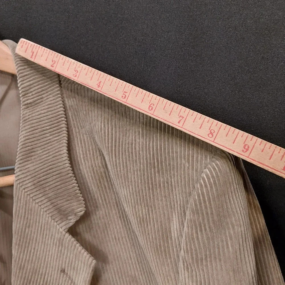 Monsieur Adolfo Mens Tan Corduroy Blazer Sport Coat 44R Cotton Two Button Khaki